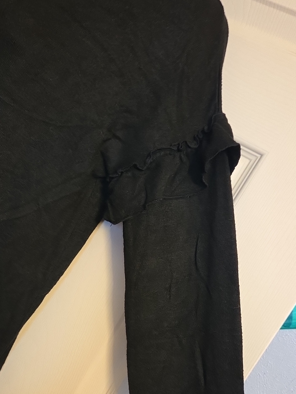 Dalia Black Ruffle Shoulder Sweater Dress Size Small - Picture 5 of 10